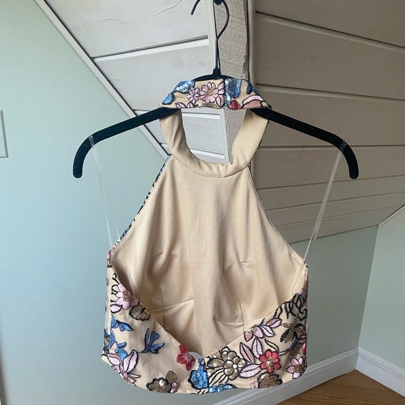 VTG Social Code Sequin Halter Top Cropped Size 11 Medium - Picture 5 of 13